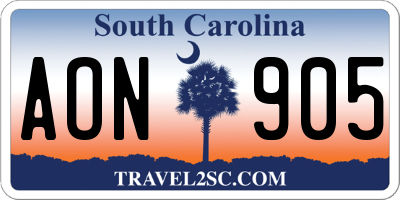 SC license plate AON905