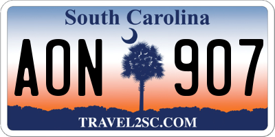 SC license plate AON907
