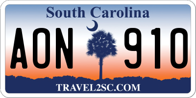 SC license plate AON910