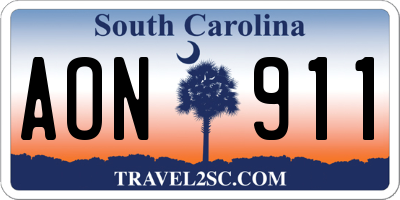 SC license plate AON911