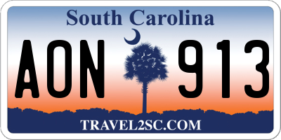 SC license plate AON913
