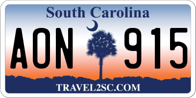 SC license plate AON915