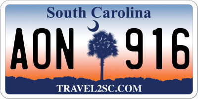 SC license plate AON916