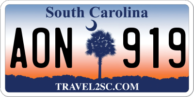 SC license plate AON919