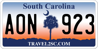 SC license plate AON923
