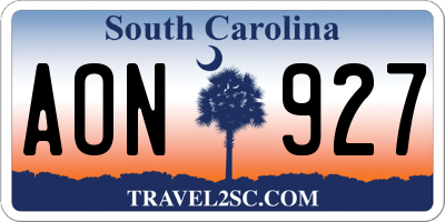 SC license plate AON927