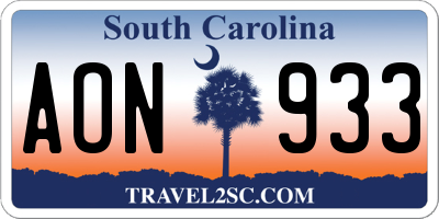 SC license plate AON933
