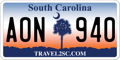 SC license plate AON940