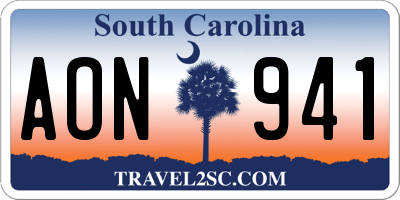 SC license plate AON941