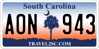 SC license plate AON943