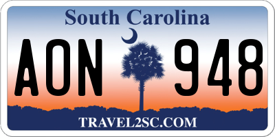 SC license plate AON948
