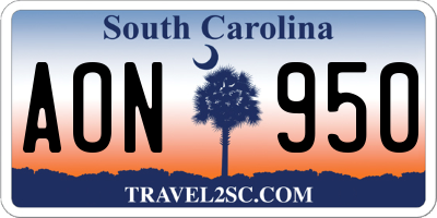SC license plate AON950