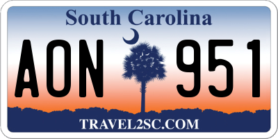 SC license plate AON951