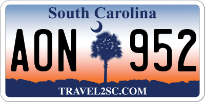 SC license plate AON952