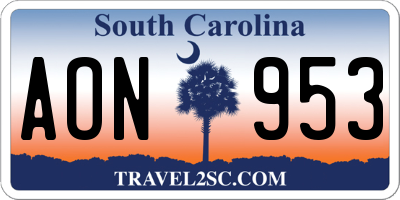 SC license plate AON953