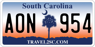 SC license plate AON954