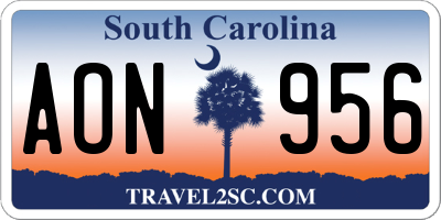 SC license plate AON956