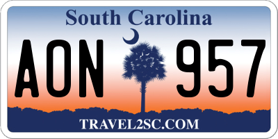 SC license plate AON957