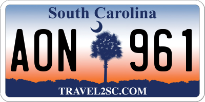 SC license plate AON961