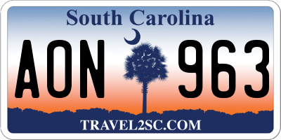 SC license plate AON963