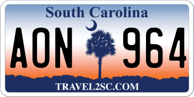 SC license plate AON964