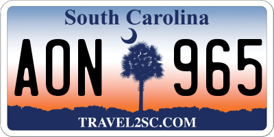 SC license plate AON965