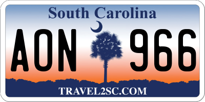 SC license plate AON966