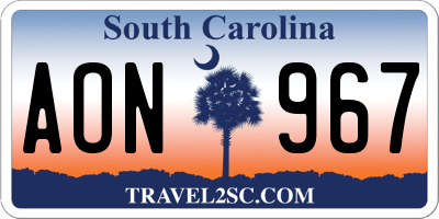 SC license plate AON967