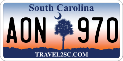 SC license plate AON970