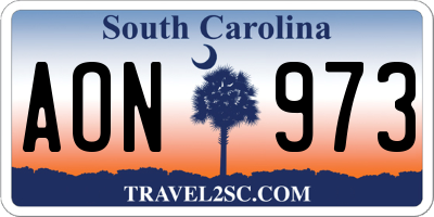 SC license plate AON973