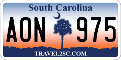 SC license plate AON975