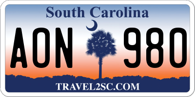 SC license plate AON980