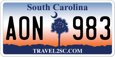 SC license plate AON983