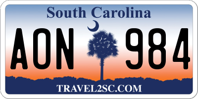 SC license plate AON984
