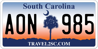 SC license plate AON985
