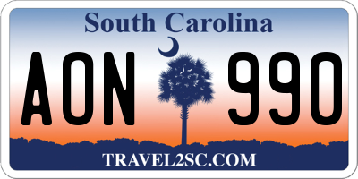 SC license plate AON990