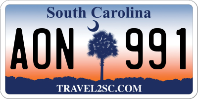 SC license plate AON991