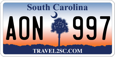 SC license plate AON997