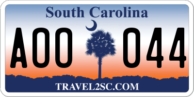 SC license plate AOO044