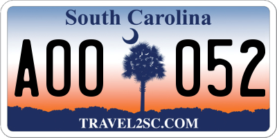 SC license plate AOO052