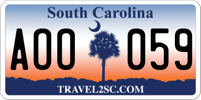 SC license plate AOO059