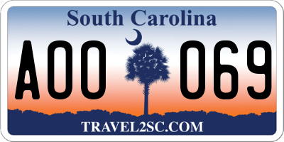 SC license plate AOO069