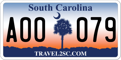 SC license plate AOO079