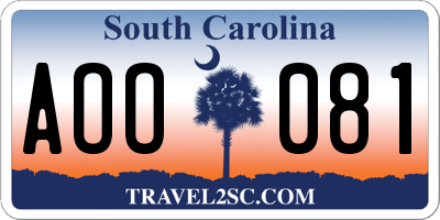 SC license plate AOO081