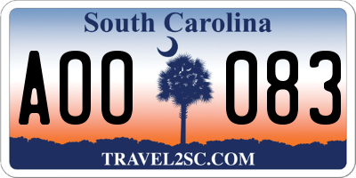 SC license plate AOO083