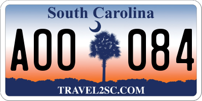 SC license plate AOO084