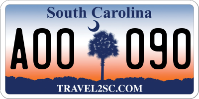 SC license plate AOO090
