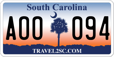 SC license plate AOO094