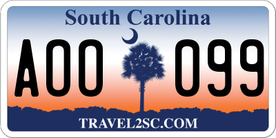 SC license plate AOO099