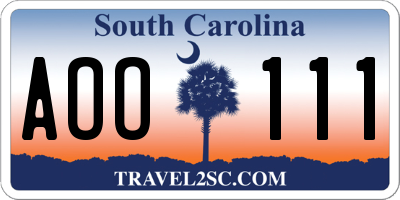 SC license plate AOO111